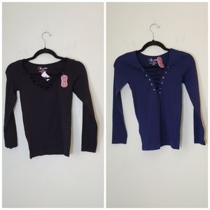 LOT Suzette Black and Navy Blue Tops